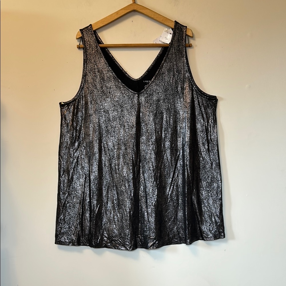 Lane Bryant metallic silver/black sleeveless top V-neck size 18/20 new with tag
